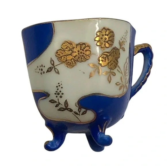 Japan demitasse Blue and Gold Floral Teacup Set - Picture 12 of 16